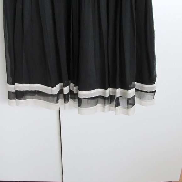 Sandra Angelozzi Black&White Silk Chiffon Spaghetti Strap Dress Size 36 - Picture 4 of 10